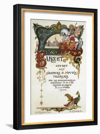 Menu of a Banquet in Honour of the Delegation of the French Parliament, 1910-Boris Zvorykin-Framed Giclee Print