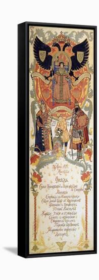 Menu of the Feast Meal to Celebrate of the 300th Anniversary of the Romanov Dynasty, 1913-Sergei Yaguzhinsky-Framed Premier Image Canvas