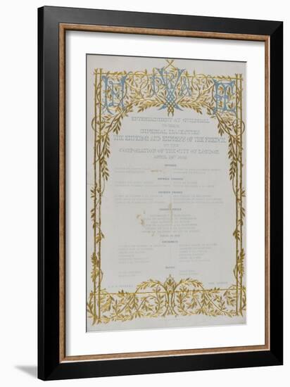 Menu offert à Napoléon III et l'Impératrice Eugénie-null-Framed Giclee Print