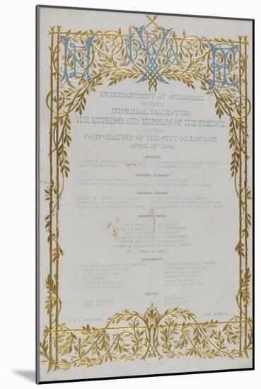 Menu offert à Napoléon III et l'Impératrice Eugénie-null-Mounted Giclee Print