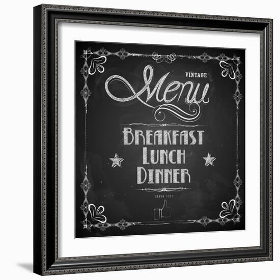 Menu Written on Chalkboard-vectomart-Framed Art Print