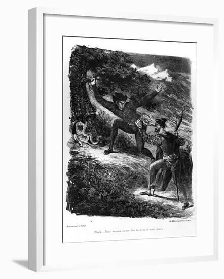 Mephistopheles and Faust on their Way to the Sabbath at Night for Faust by Goethe-Eugene Delacroix-Framed Giclee Print