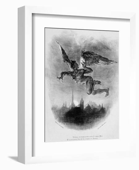 Mephistopheles' Prologue in the Sky, from Goethe's Faust, 1828-Eugene Delacroix-Framed Giclee Print