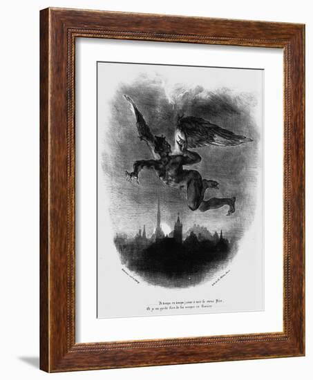 Mephistopheles Prologue in the Sky. Illustration to Goethe's Faust, 1828-Eugene Delacroix-Framed Giclee Print