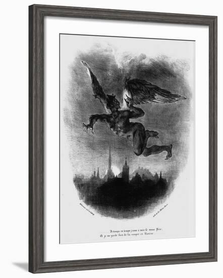 Mephistopheles Prologue in the Sky. Illustration to Goethe's Faust, 1828-Eugene Delacroix-Framed Giclee Print