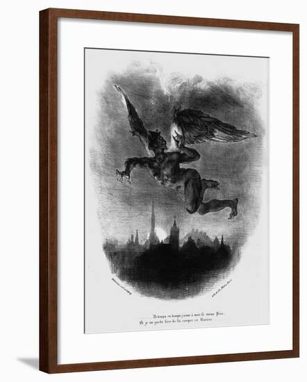 Mephistopheles Prologue in the Sky. Illustration to Goethe's Faust, 1828-Eugene Delacroix-Framed Giclee Print