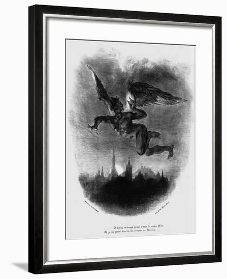 Mephistopheles Prologue in the Sky. Illustration to Goethe's Faust, 1828-Eugene Delacroix-Framed Giclee Print