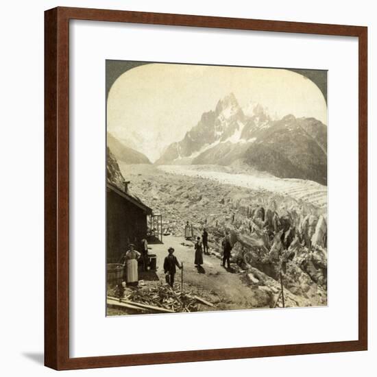 Mer De Glace from the 'Chapeau, Near Chamonix, France-Underwood & Underwood-Framed Photographic Print