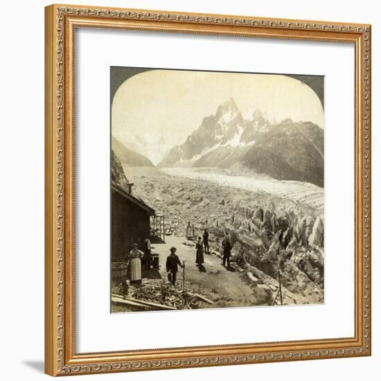 Mer De Glace from the 'Chapeau, Near Chamonix, France-Underwood & Underwood-Framed Photographic Print