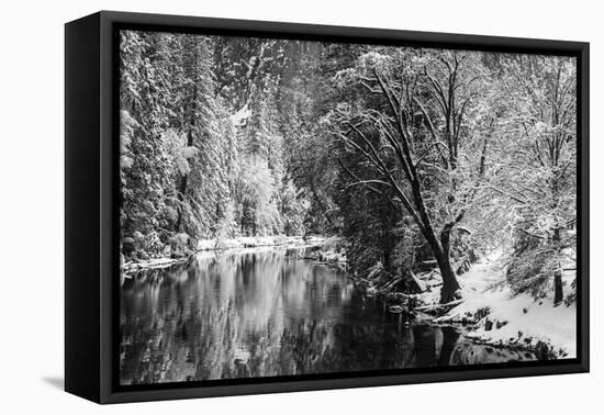 Merced River and Cathedral Rock in winter, Yosemite National Park, California, USA-Russ Bishop-Framed Premier Image Canvas