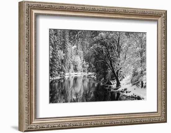 Merced River and Cathedral Rock in winter, Yosemite National Park, California, USA-Russ Bishop-Framed Photographic Print