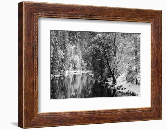 Merced River and Cathedral Rock in winter, Yosemite National Park, California, USA-Russ Bishop-Framed Photographic Print