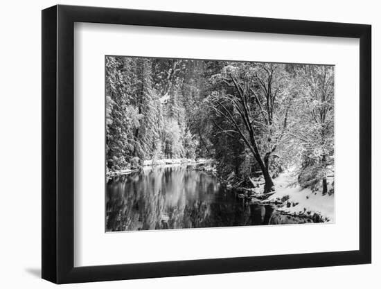 Merced River and Cathedral Rock in winter, Yosemite National Park, California, USA-Russ Bishop-Framed Photographic Print