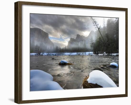 Merced River, El Capitan in Background, Yosemite, California, USA-Tom Norring-Framed Photographic Print