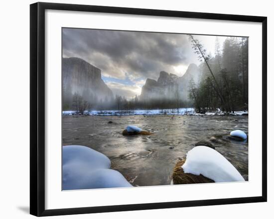 Merced River, El Capitan in Background, Yosemite, California, USA-Tom Norring-Framed Photographic Print