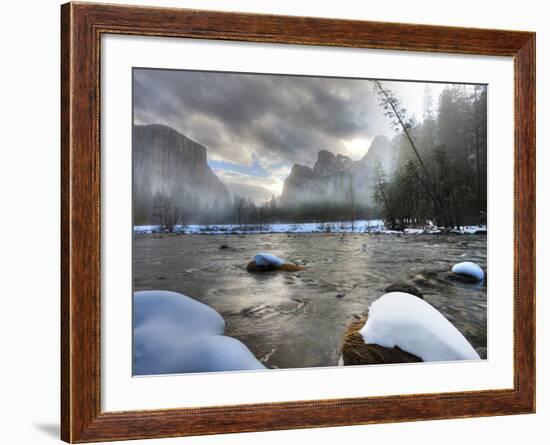 Merced River, El Capitan in Background, Yosemite, California, USA-Tom Norring-Framed Photographic Print