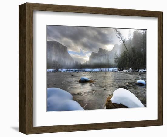 Merced River, El Capitan in Background, Yosemite, California, USA-Tom Norring-Framed Photographic Print