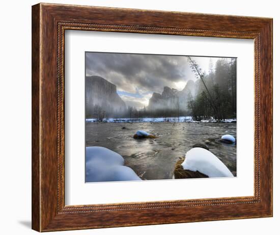 Merced River, El Capitan in Background, Yosemite, California, USA-Tom Norring-Framed Photographic Print