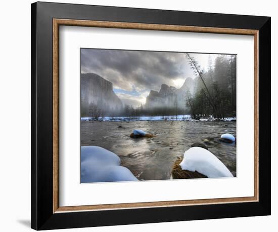 Merced River, El Capitan in Background, Yosemite, California, USA-Tom Norring-Framed Photographic Print