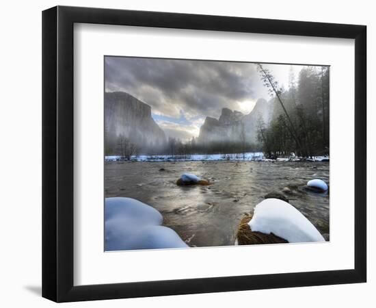 Merced River, El Capitan in Background, Yosemite, California, USA-Tom Norring-Framed Photographic Print