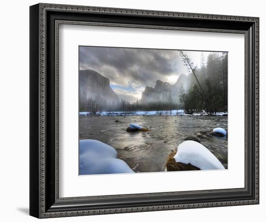 Merced River, El Capitan in Background, Yosemite, California, USA-Tom Norring-Framed Photographic Print
