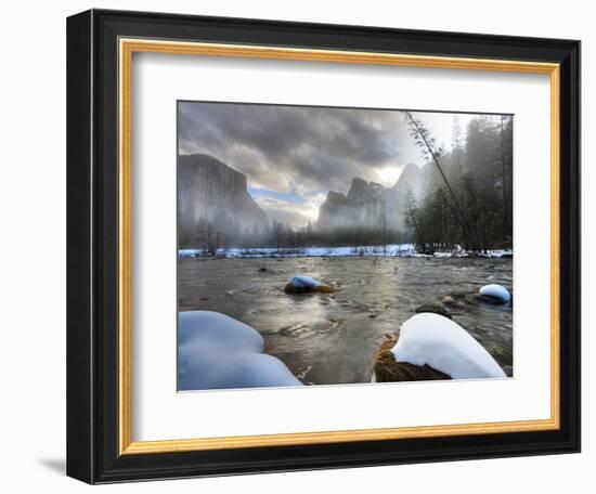 Merced River, El Capitan in Background, Yosemite, California, USA-Tom Norring-Framed Photographic Print