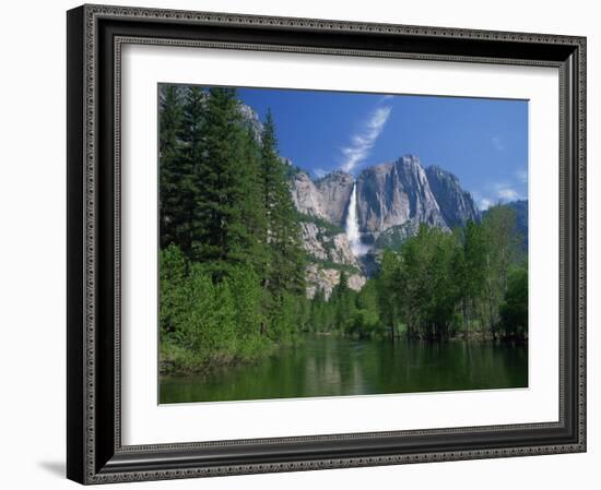 Merced River, Yosemite Falls in the Background, Yosemite National Park, California, USA-Tomlinson Ruth-Framed Photographic Print