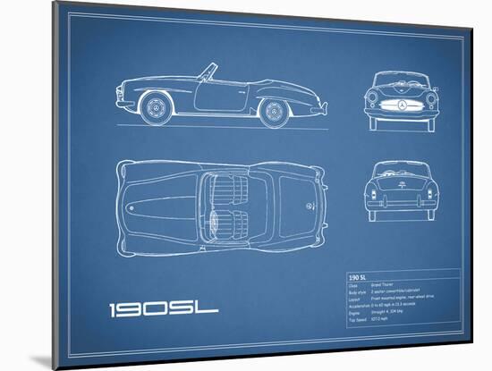 Mercedes 190-SL-Blue-Mark Rogan-Mounted Art Print