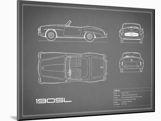 Mercedes 190-SL-Grey-Mark Rogan-Mounted Art Print