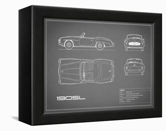 Mercedes 190-SL-Grey-Mark Rogan-Framed Stretched Canvas