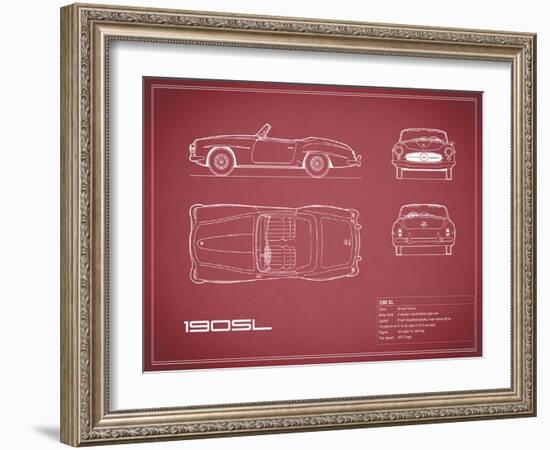 Mercedes 190-SL-Maroon-Mark Rogan-Framed Art Print