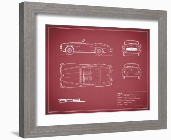 Mercedes 190-SL-Maroon-Mark Rogan-Framed Art Print