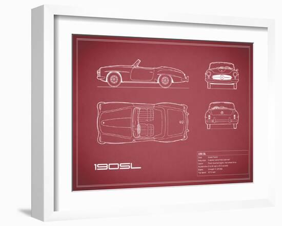 Mercedes 190-SL-Maroon-Mark Rogan-Framed Art Print