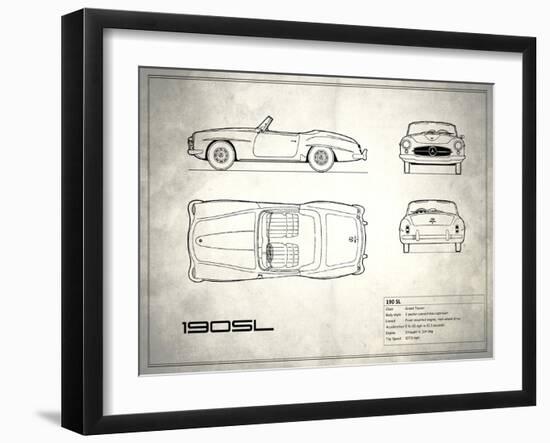 Mercedes 190-SL White-Mark Rogan-Framed Art Print