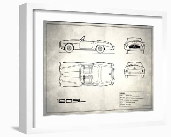 Mercedes 190-SL White-Mark Rogan-Framed Art Print