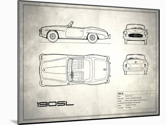 Mercedes 190-SL White-Mark Rogan-Mounted Art Print