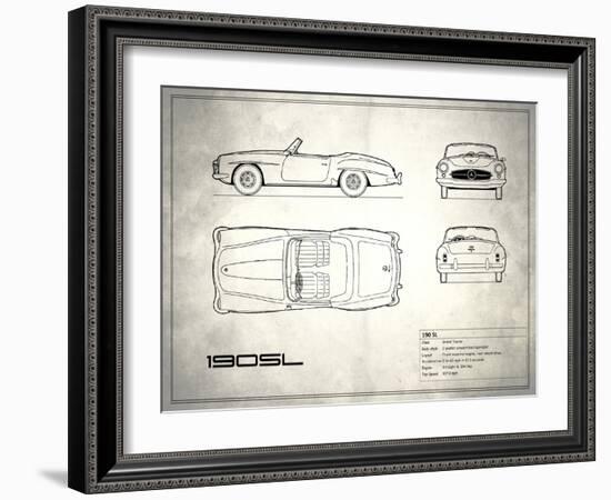 Mercedes 190-SL White-Mark Rogan-Framed Art Print