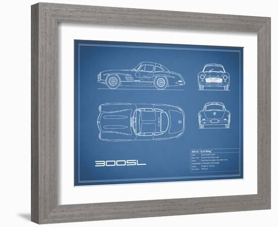 Mercedes 300SL Gullwing-Blue-Mark Rogan-Framed Art Print