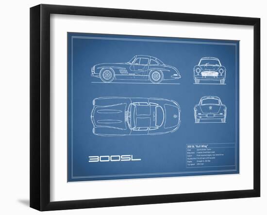 Mercedes 300SL Gullwing-Blue-Mark Rogan-Framed Art Print
