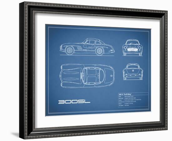 Mercedes 300SL Gullwing-Blue-Mark Rogan-Framed Art Print