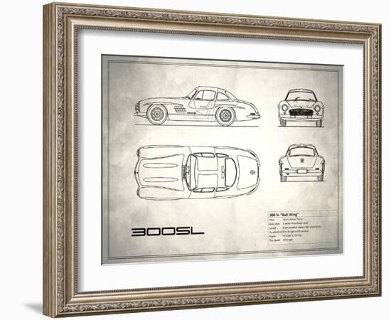 Mercedes 300SL Gullwing White-Mark Rogan-Framed Art Print