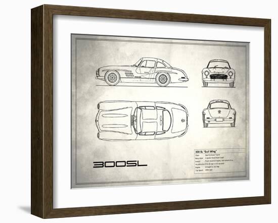 Mercedes 300SL Gullwing White-Mark Rogan-Framed Art Print