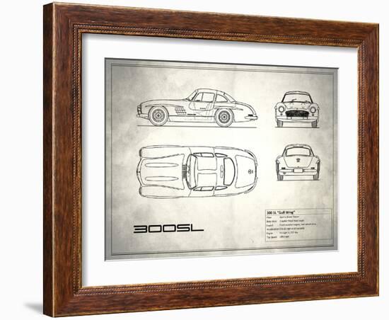 Mercedes 300SL Gullwing White-Mark Rogan-Framed Art Print