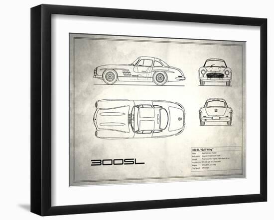 Mercedes 300SL Gullwing White-Mark Rogan-Framed Art Print