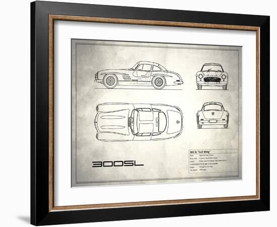 Mercedes 300SL Gullwing White-Mark Rogan-Framed Art Print