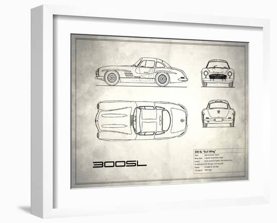 Mercedes 300SL Gullwing White-Mark Rogan-Framed Art Print