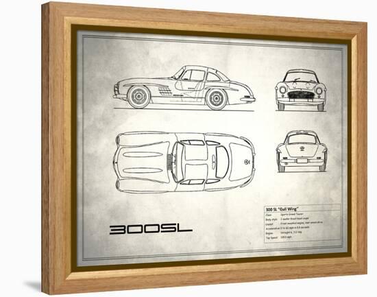 Mercedes 300SL Gullwing White-Mark Rogan-Framed Stretched Canvas