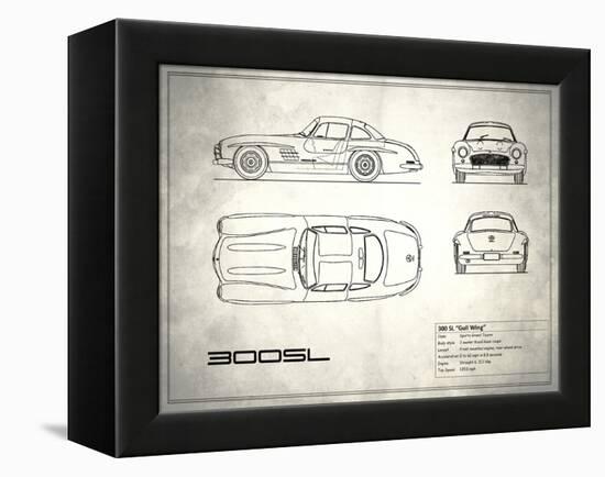 Mercedes 300SL Gullwing White-Mark Rogan-Framed Stretched Canvas