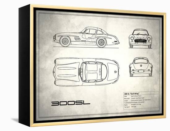 Mercedes 300SL Gullwing White-Mark Rogan-Framed Stretched Canvas