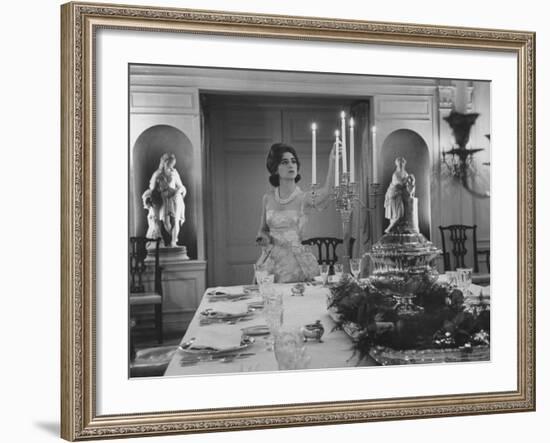 Mercedes de Areilza, Daughter of Spanish Ambassador to Un, Preparing for Dinner Party-Nina Leen-Framed Premium Photographic Print